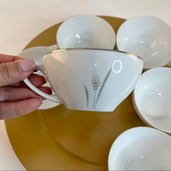 Platinum Wheat Fine China Tea Cup Japan Vintage - Picture 2 of 10